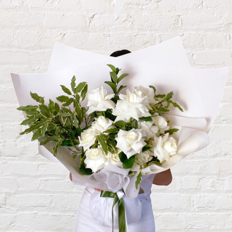 White Roses & Greenery Bouquet